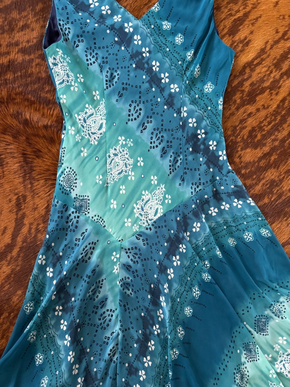 Rabbit Rabbit Rabbit Teal & Blue V-Neck Midi Dress - Picture 8 of 8